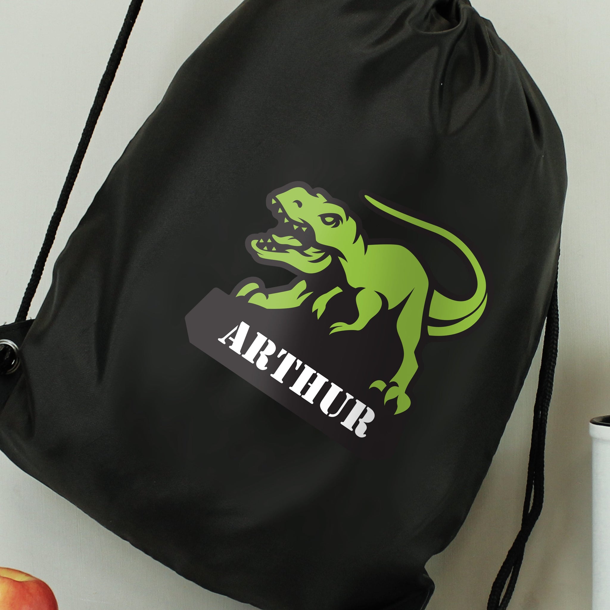 Personalised Dinosaur Black Kit Bag: 6 - Kids Bags By Gift Moments