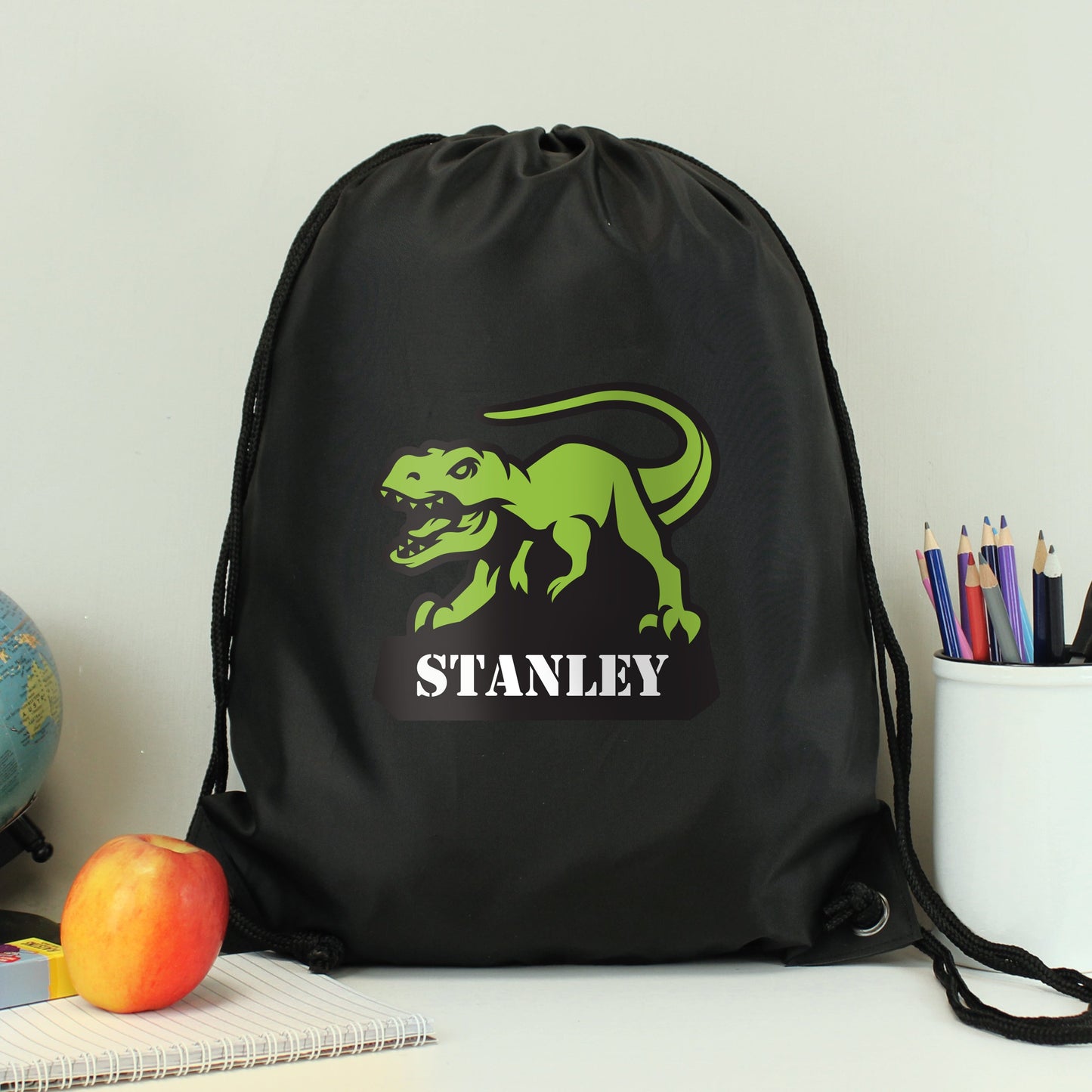 Personalised Dinosaur Black Kit Bag: 4 - Kids Bags By Gift Moments