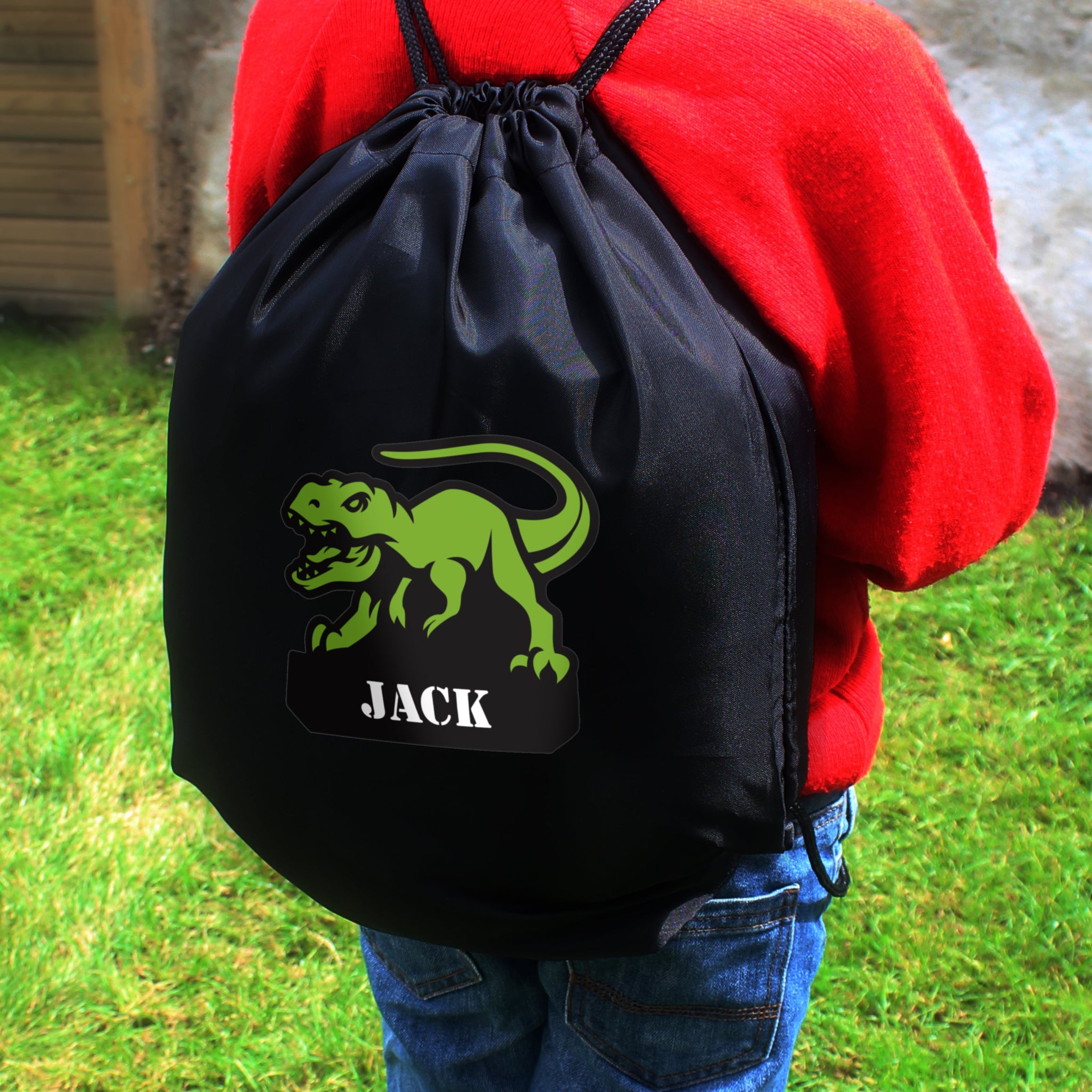 Personalised Dinosaur Black Kit Bag: 7 - Kids Bags By Gift Moments