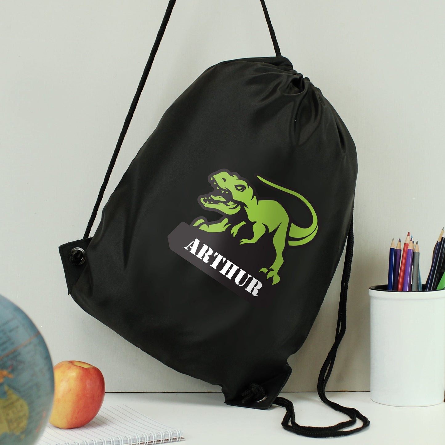 Personalised Dinosaur Black Kit Bag: 3 - Kids Bags By Gift Moments