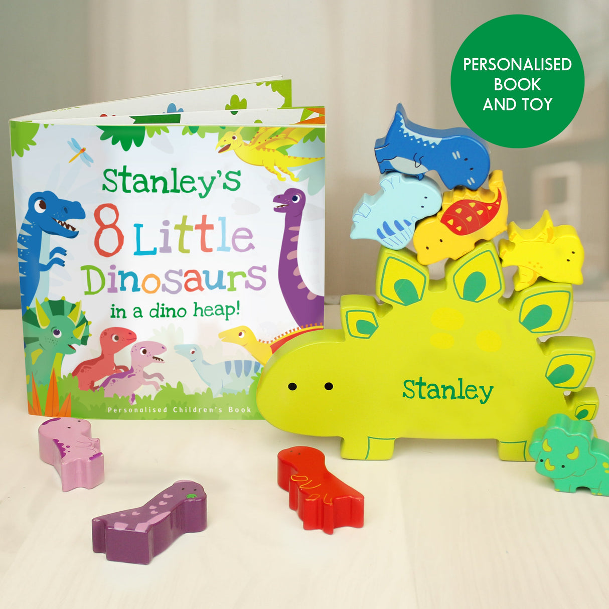 Personalised Dinosaur Book & Stacking Toy: 2 - Toys By Gift Moments