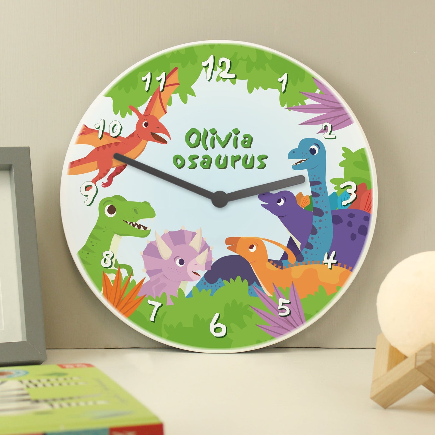 Personalised Dinosaur Children’s Wall Clock: 4 - Clocks By Gift Moments
