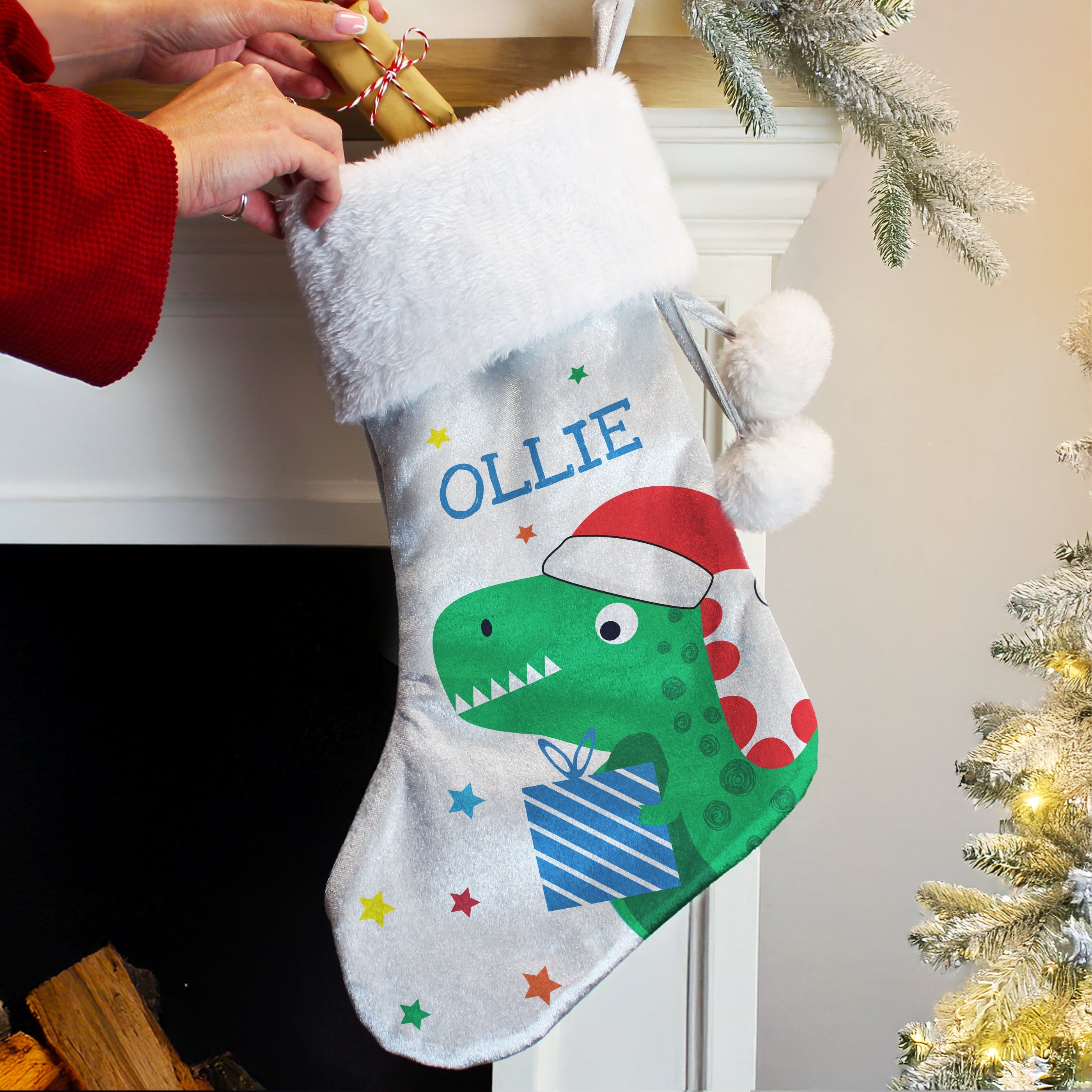 Personalised Dinosaur Christmas Stocking - Shop Christmas Stockings At Gift Moments - 2