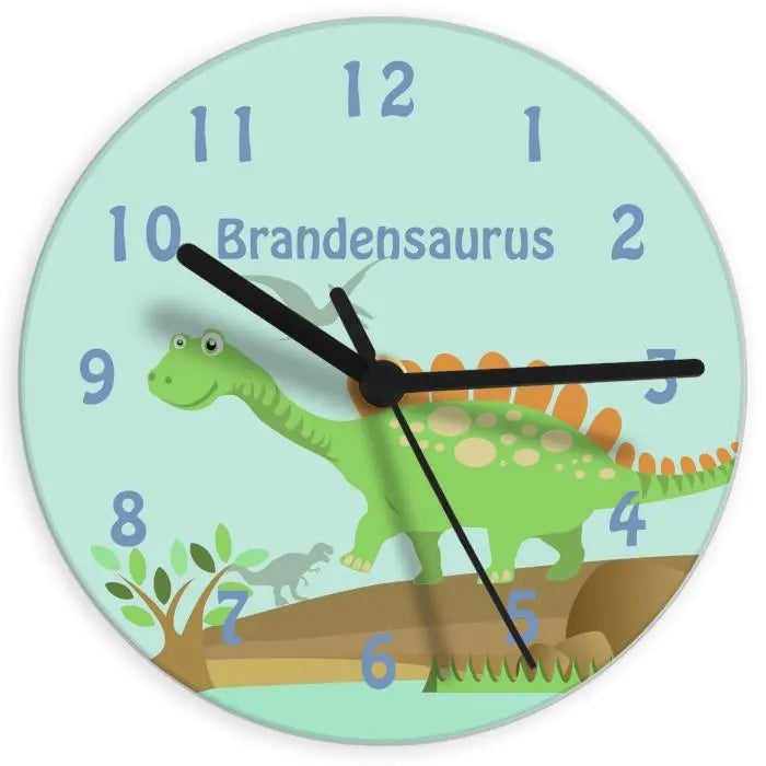 Personalised Dinosaur Themed Wall Clock: 1 - Clocks By Gift Moments