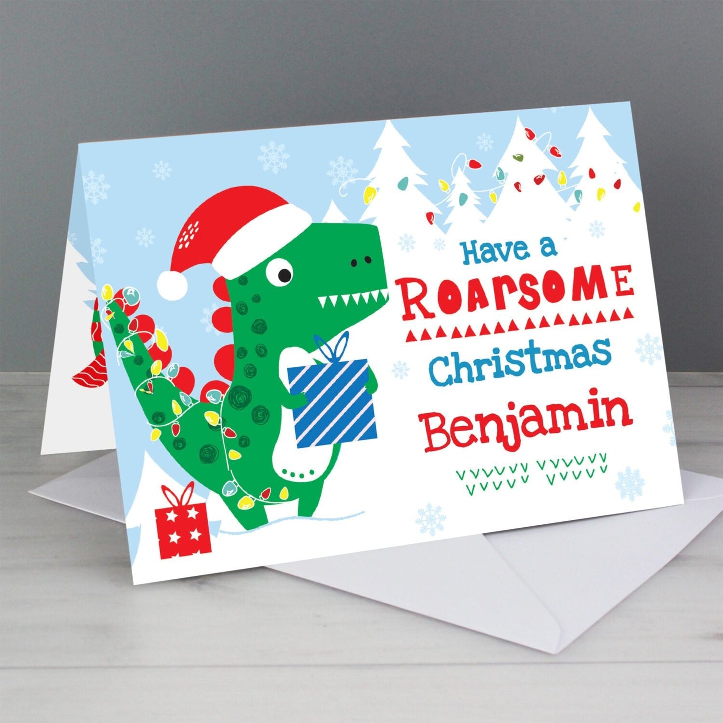 Personalised Dinosaur ’Have a Roarsome Christmas’ Card: 1 - Greeting Cards By Gift Moments