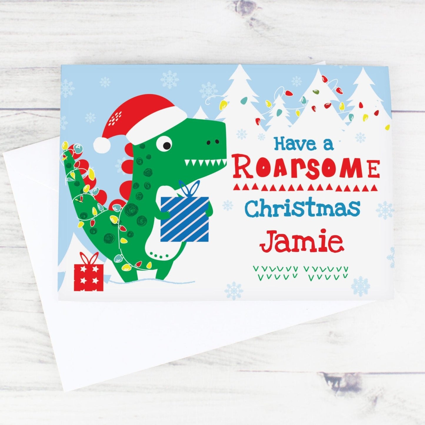 Personalised Dinosaur ’Have a Roarsome Christmas’ Card: 2 - Greeting Cards By Gift Moments