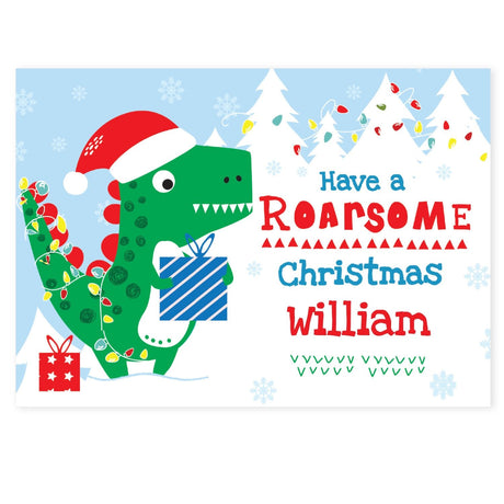 Personalised Dinosaur ’Have a Roarsome Christmas’ Card: 3 - Greeting Cards By Gift Moments