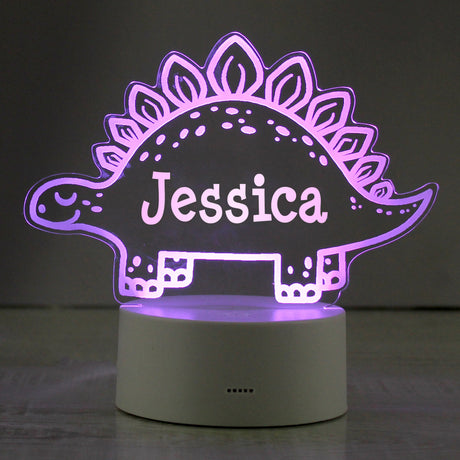 Personalised Dinosaur LED Colour Changing Night Light: 2 - LED Lighting By Gift Moments