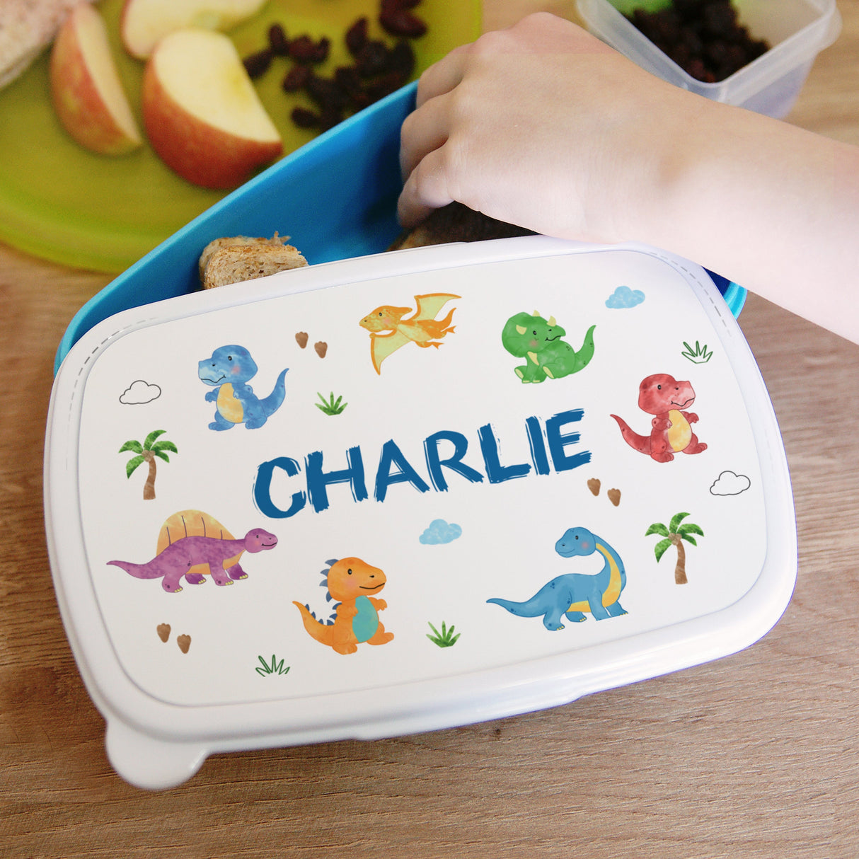 Personalised Dinosaur Name Only Blue Lunch Box: 4 - Lunch Boxes & Bags By Gift Moments