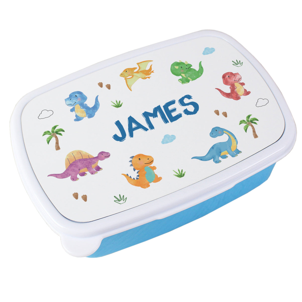 Personalised Dinosaur Name Only Blue Lunch Box: 5 - Lunch Boxes & Bags By Gift Moments