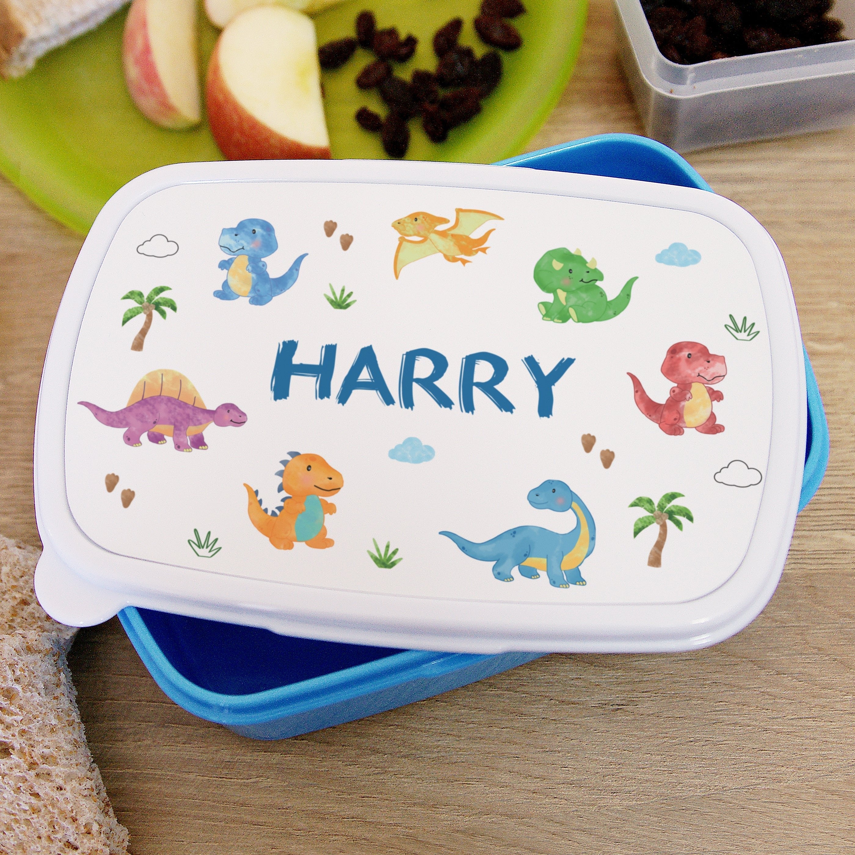 Personalised Dinosaur Name Only Blue Lunch Box - Shop Lunch Boxes & Bags At Gift Moments - 1