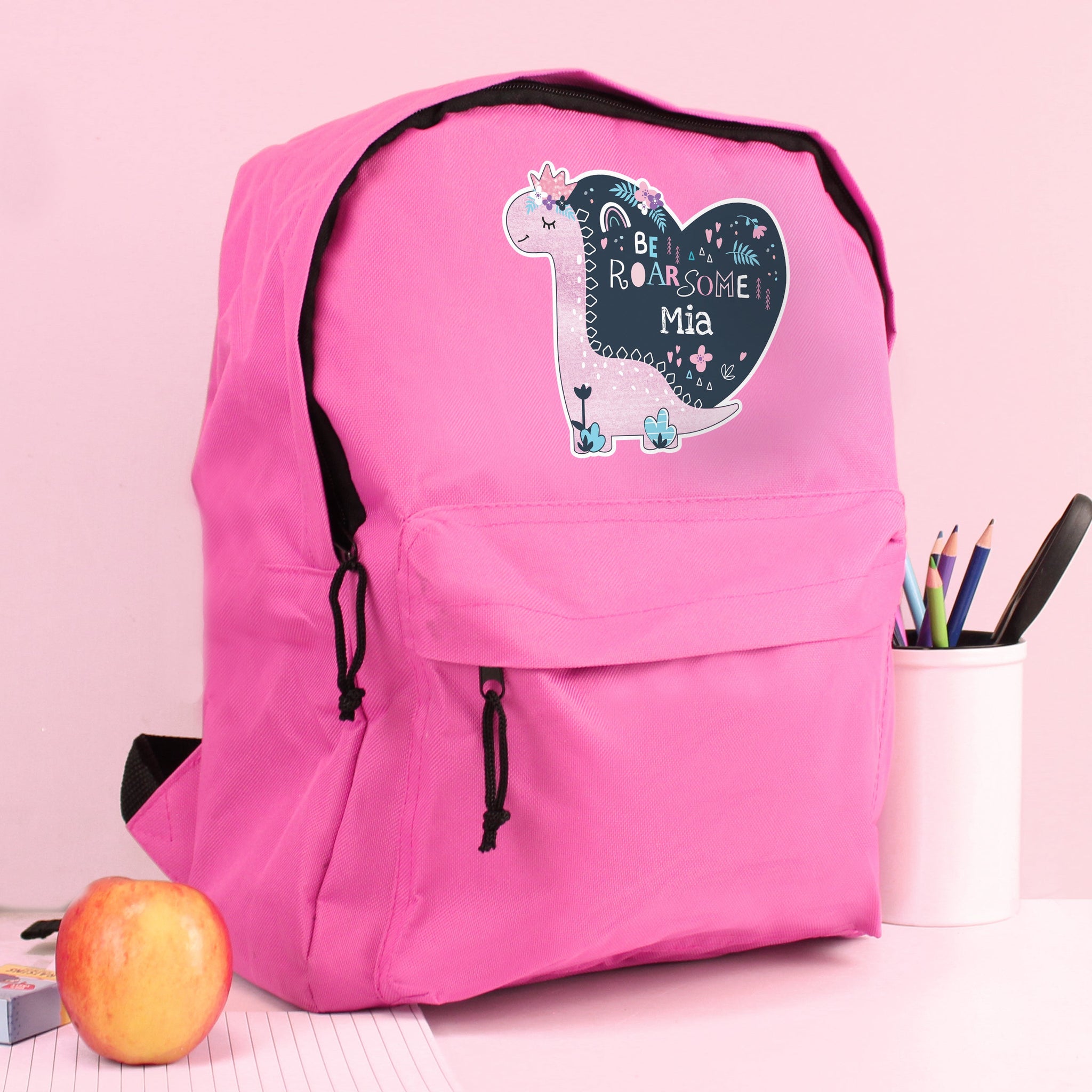 Personalised Dinosaur Pink Backpack: 3 - Kids Bags By Gift Moments