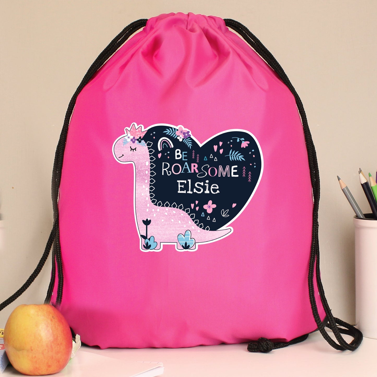 Personalised Dinosaur Pink Kit Bag: 4 - Kids Bags By Gift Moments