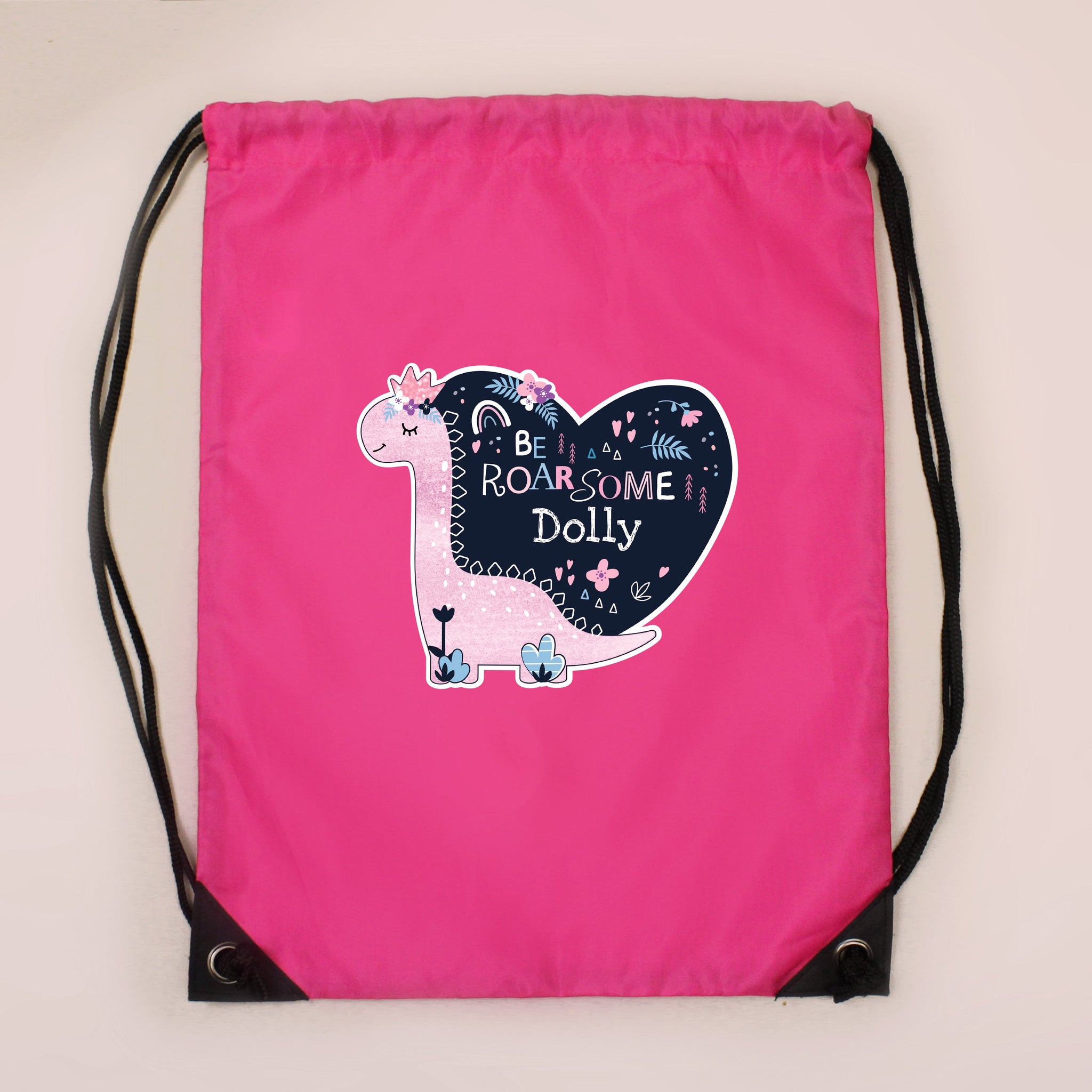 Personalised Dinosaur Pink Kit Bag: 2 - Kids Bags By Gift Moments
