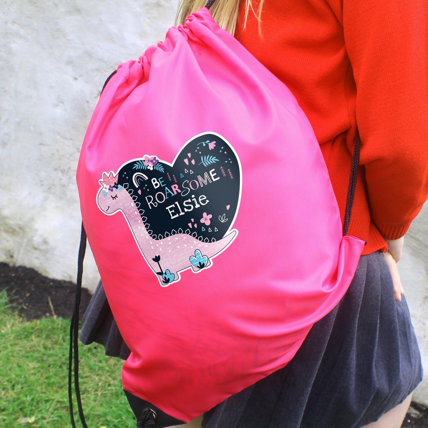 Personalised Dinosaur Pink Kit Bag: 7 - Kids Bags By Gift Moments