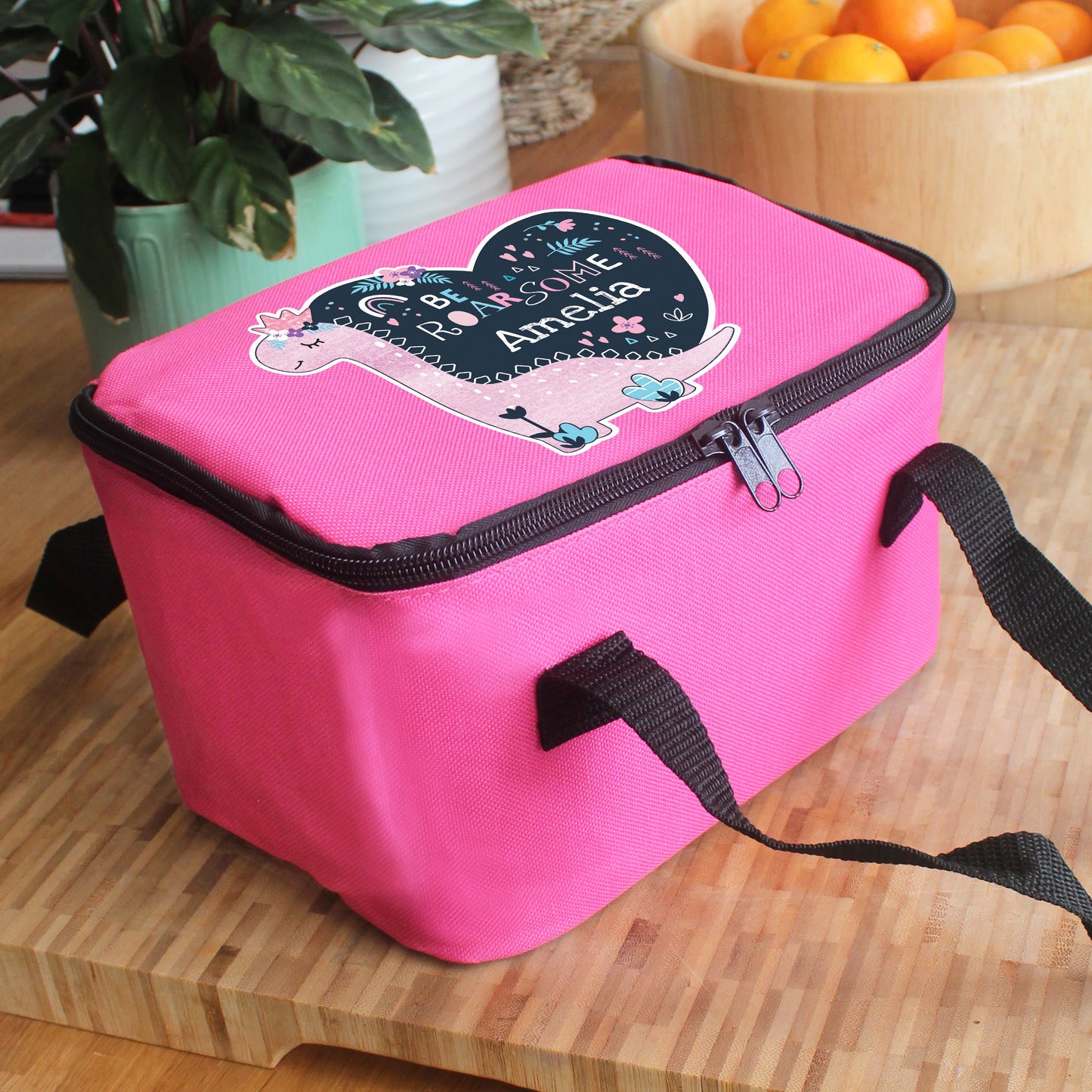 Personalised Dinosaur Pink Lunch Bag: 4 - Lunch Boxes & Bags By Gift Moments
