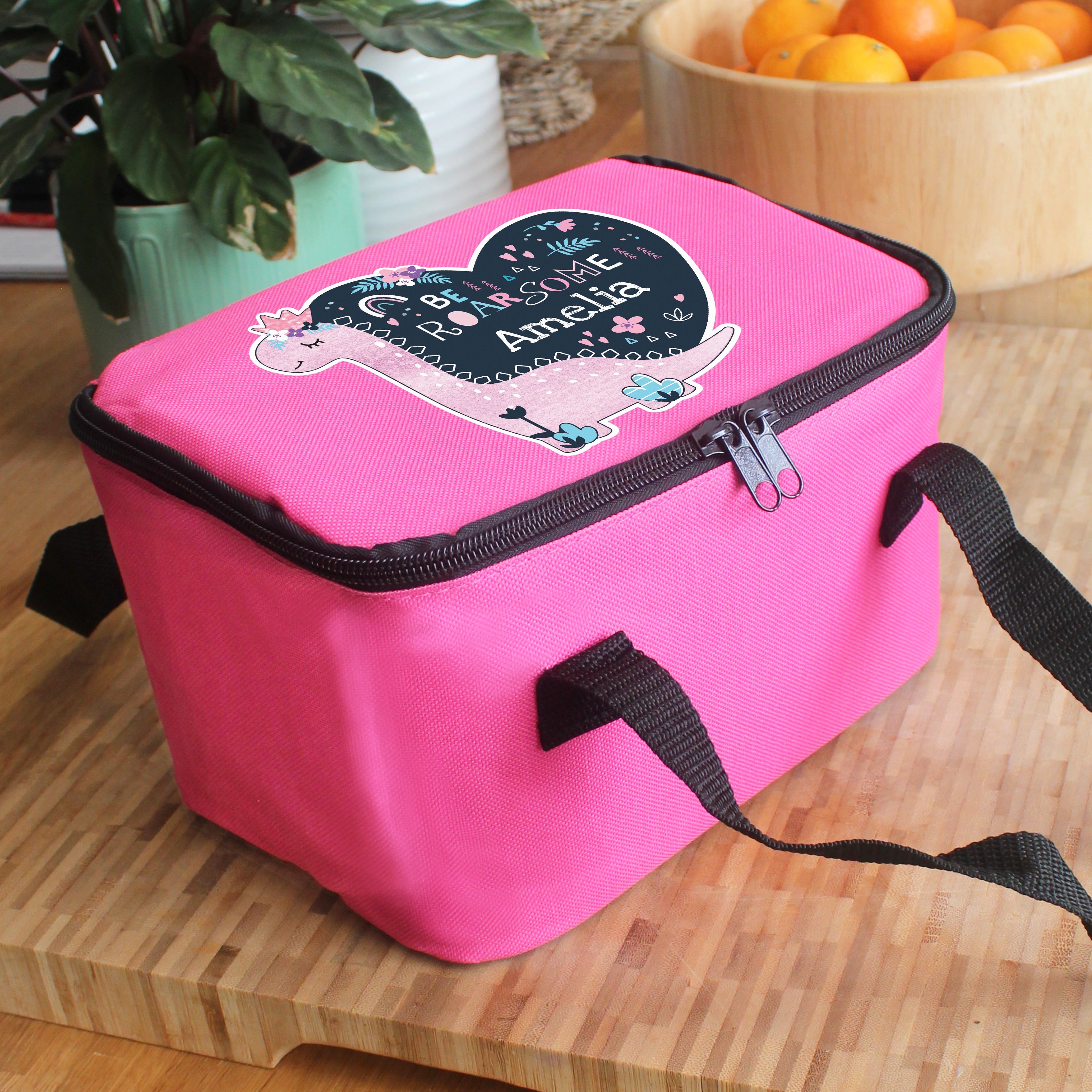 Personalised Dinosaur Pink Lunch Bag - Shop Lunch Boxes & Bags At Gift Moments - 4