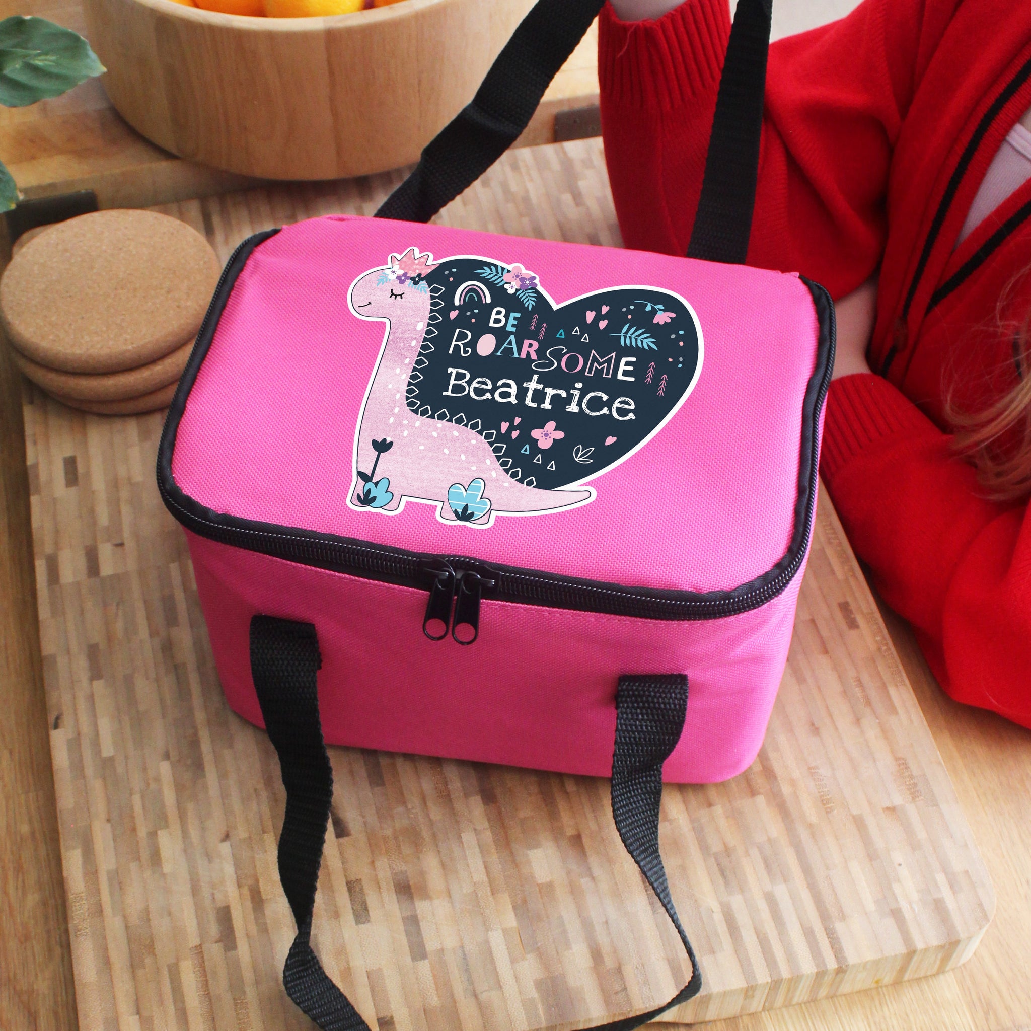 Personalised Dinosaur Pink Lunch Bag: 2 - Lunch Boxes & Bags By Gift Moments
