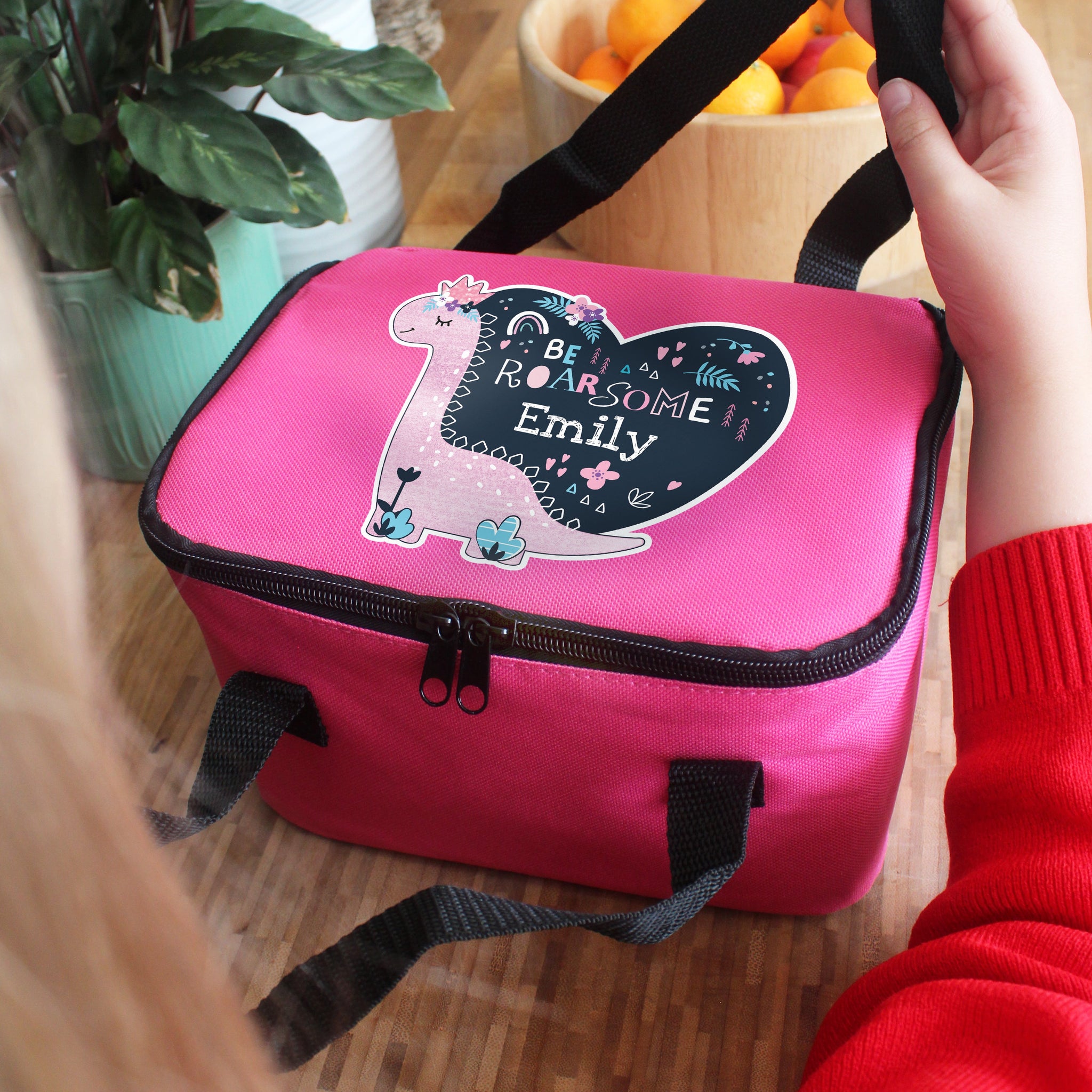 Personalised Dinosaur Pink Lunch Bag: 1 - Lunch Boxes & Bags By Gift Moments
