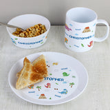 Personalised Dinosaur Plastic Breakfast Set: 2 - Tableware By Gift Moments