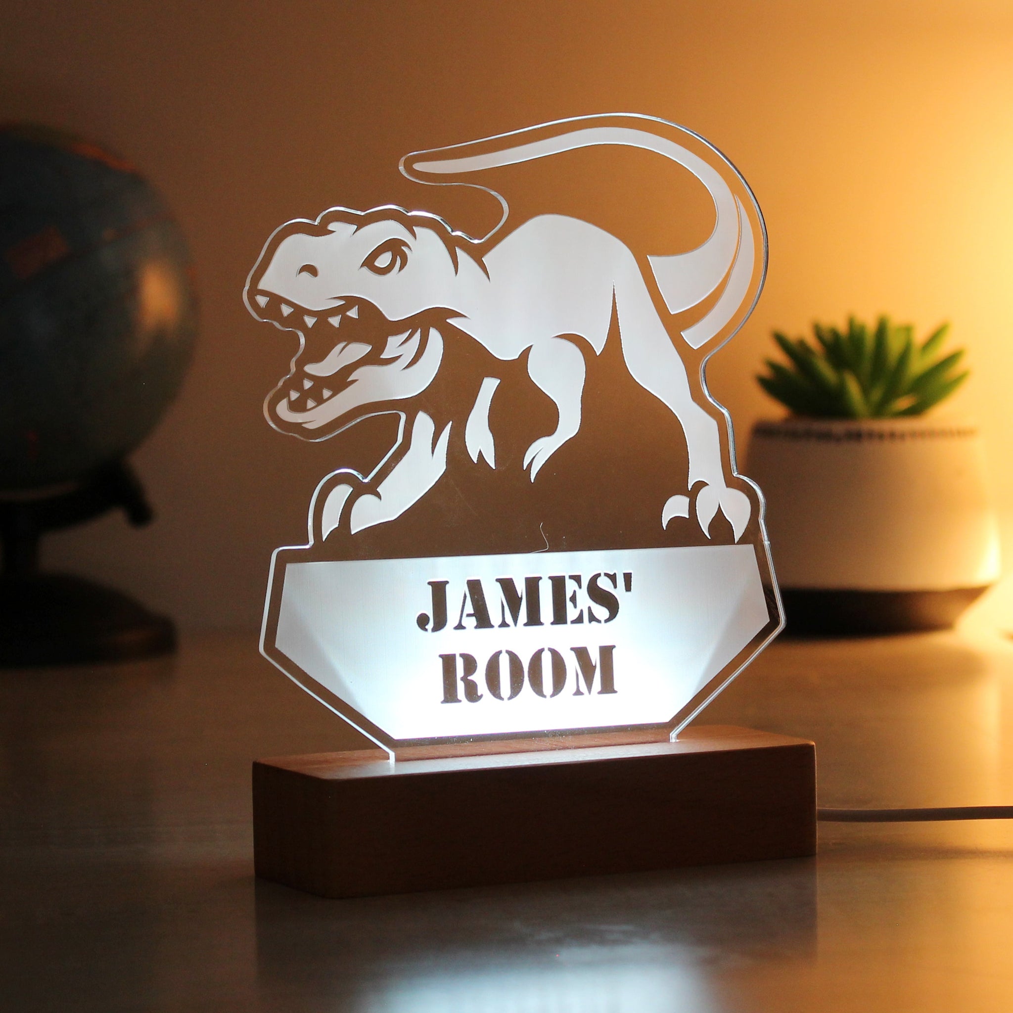 Personalised Dinosaur Wooden Based LED Light: 7 - LED Lighting By Gift Moments