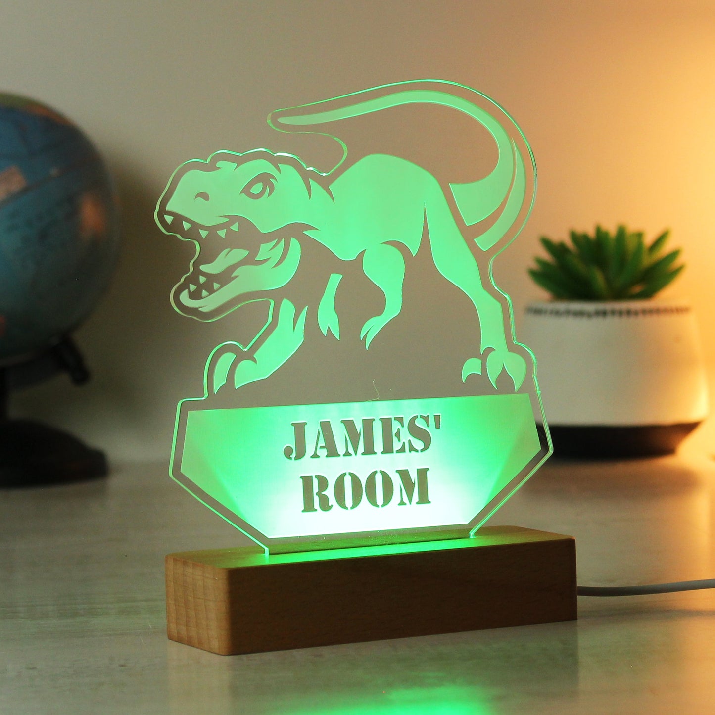 Personalised Dinosaur Wooden Based LED Light: 8 - LED Lighting By Gift Moments