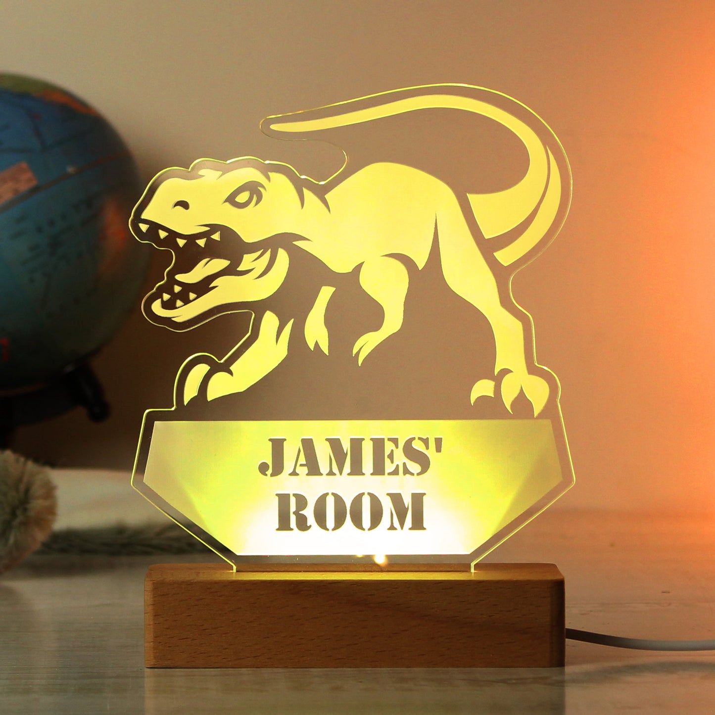 Personalised Dinosaur Wooden Based LED Light: 9 - LED Lighting By Gift Moments