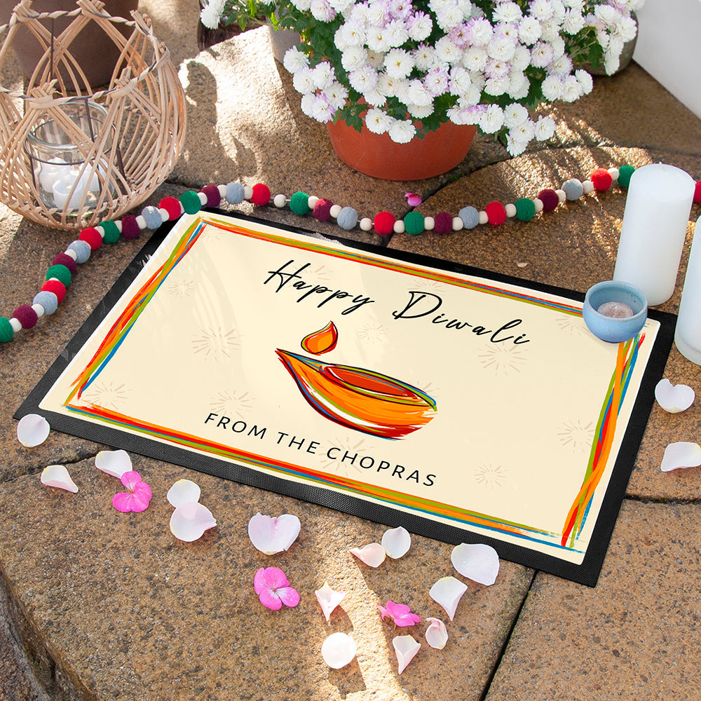 Personalised Diwali Colourful Light Doormat - Shop Doormats At Gift Moments - 1