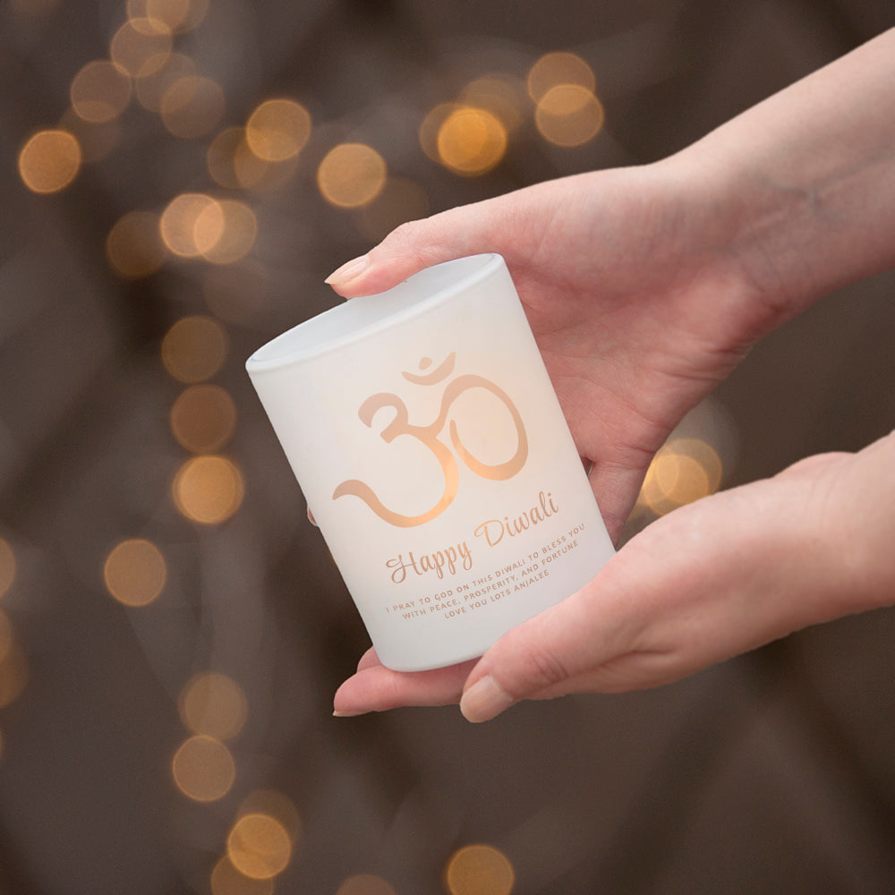 Personalised Diwali Om Symbol Candle Holder: 2 - Candle Holders By Gift Moments