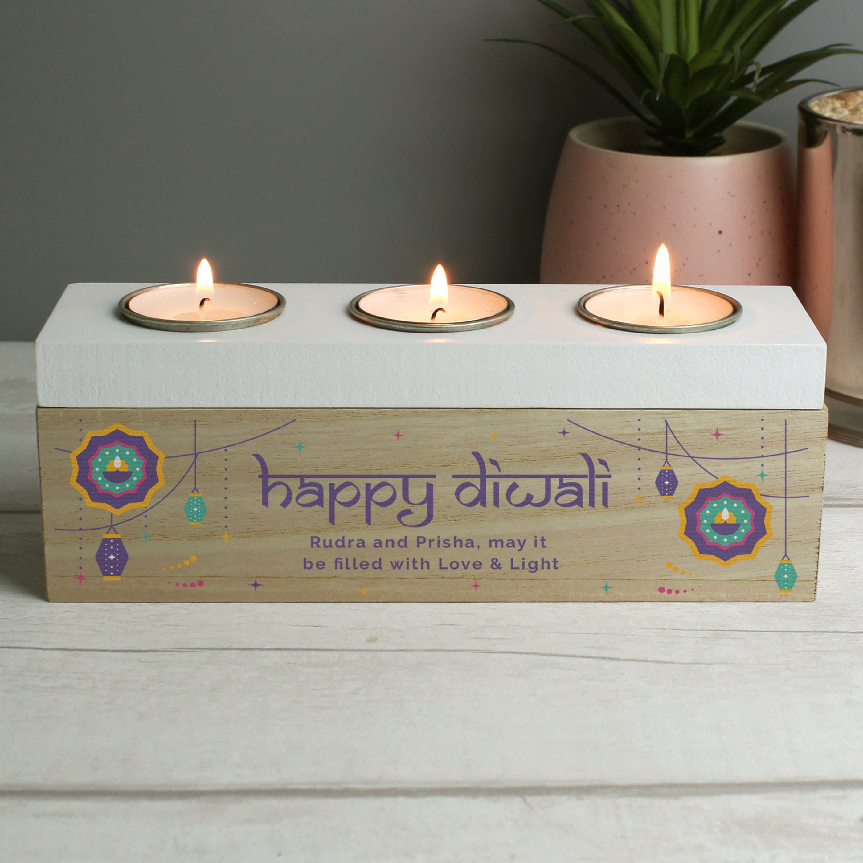 Personalised Diwali Triple Tealight Box - Shop Candle Holders At Gift Moments - 2