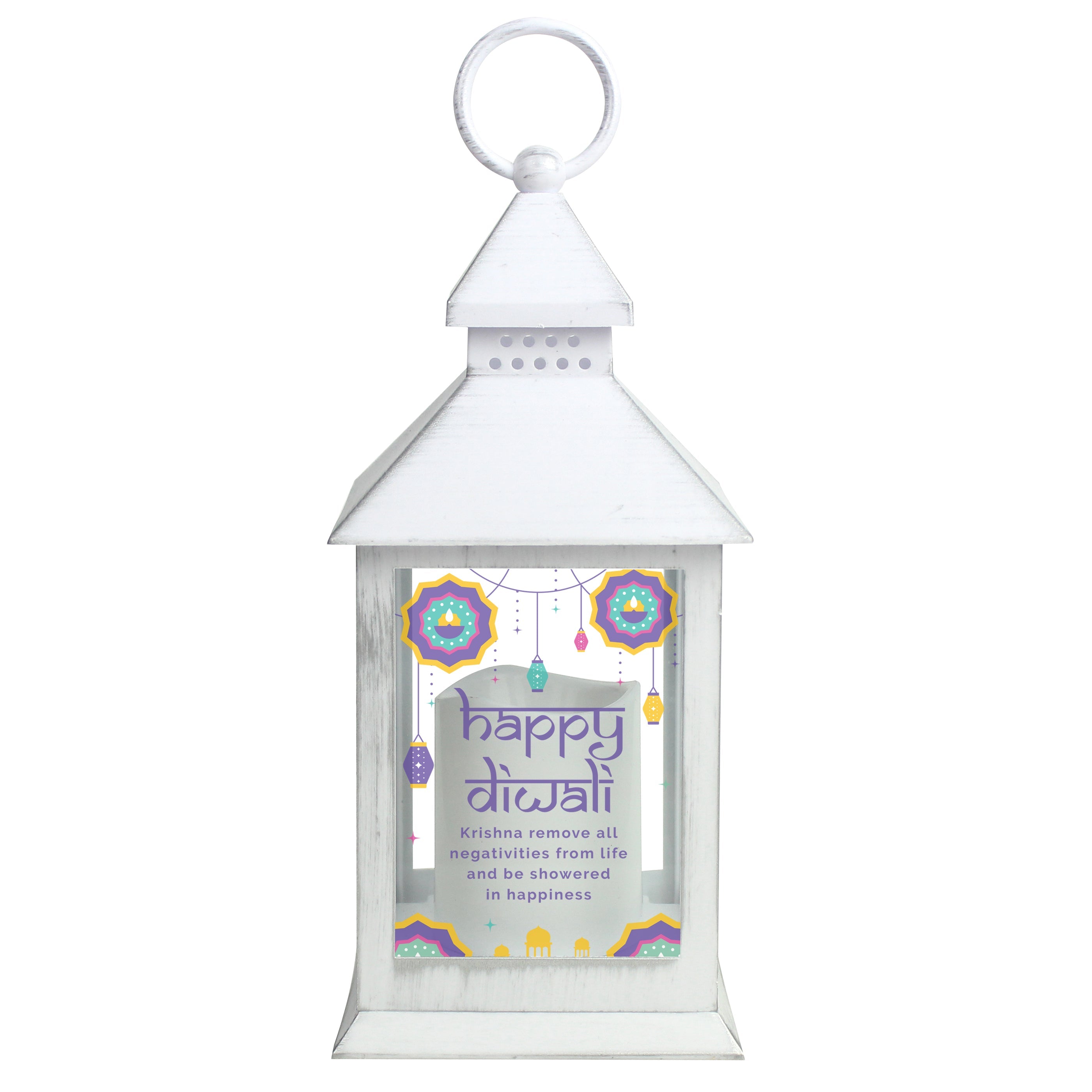 Personalised Diwali White Lantern - Shop LED Lighting At Gift Moments - 5