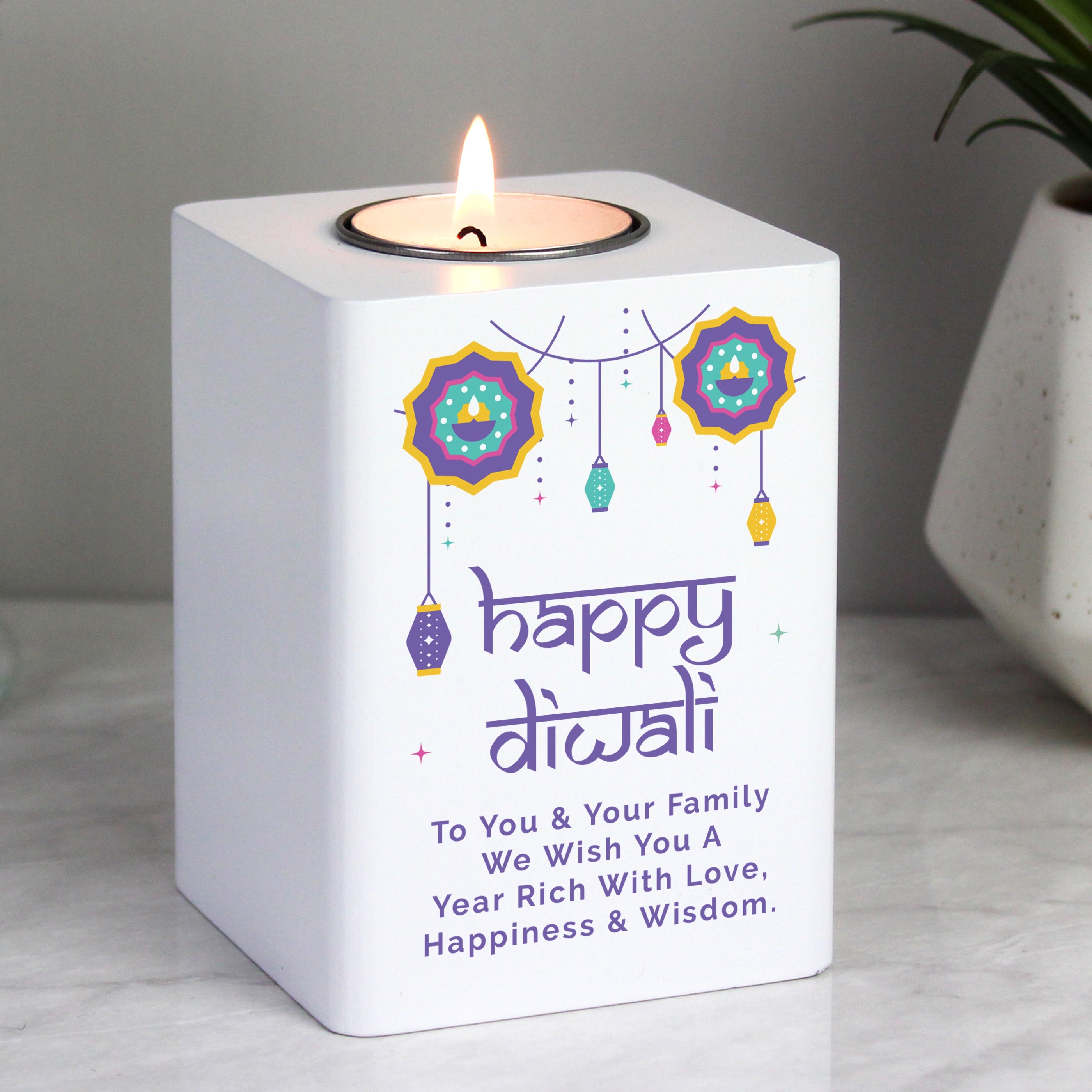 Personalised Diwali Wooden Tealight Holder - Shop Candle Holders At Gift Moments - 2