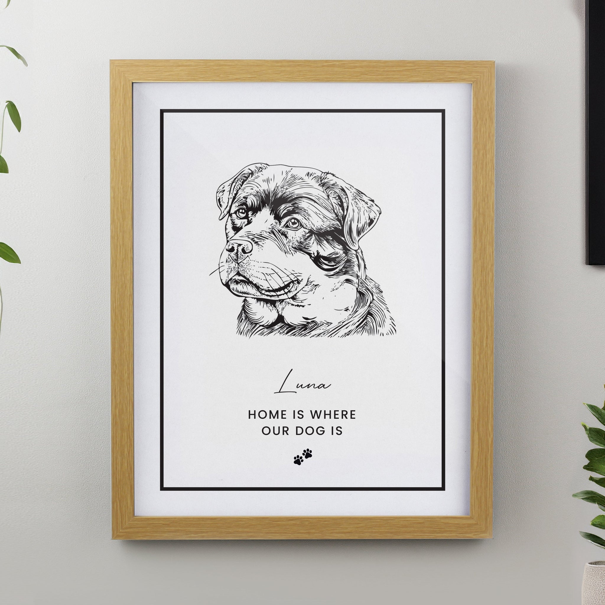 Personalised Dog Breed Framed Prints: 1 - Oak - Framed Prints By Gift Moments