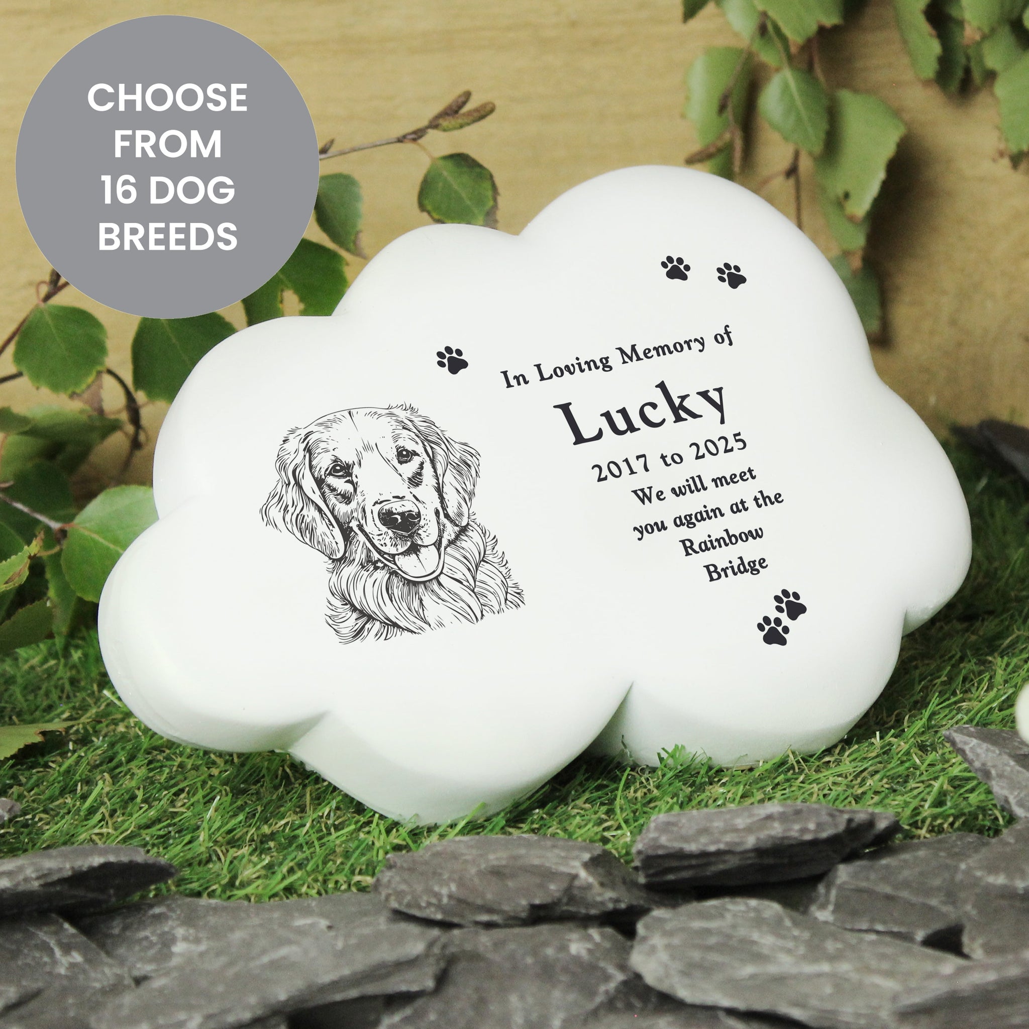Personalised Dog Breed Garden Memorial Cloud: 2 - Memorials By Gift Moments