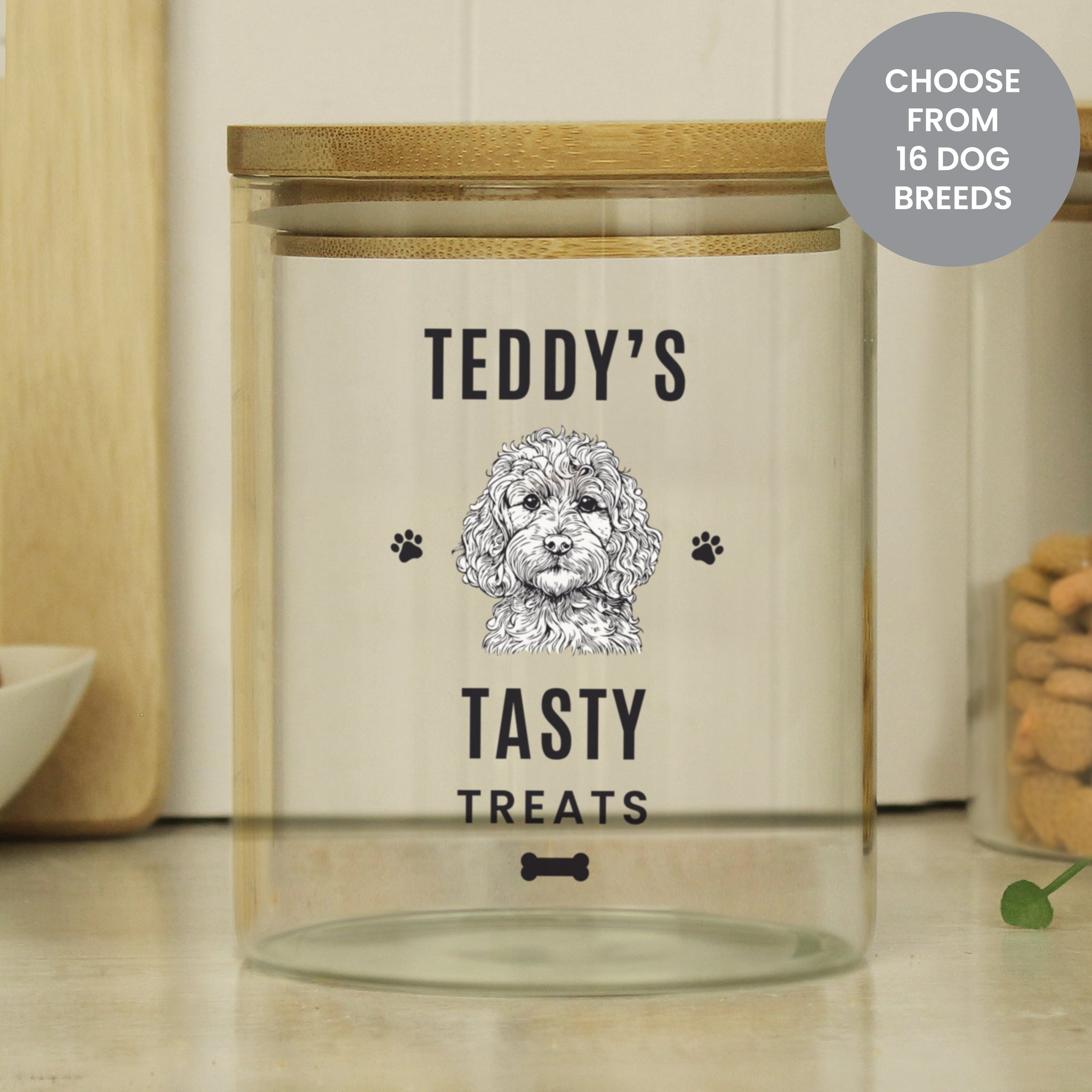 Personalised Dog Breed Glass Treat Jar: 2 - Bottles & Jars By Gift Moments