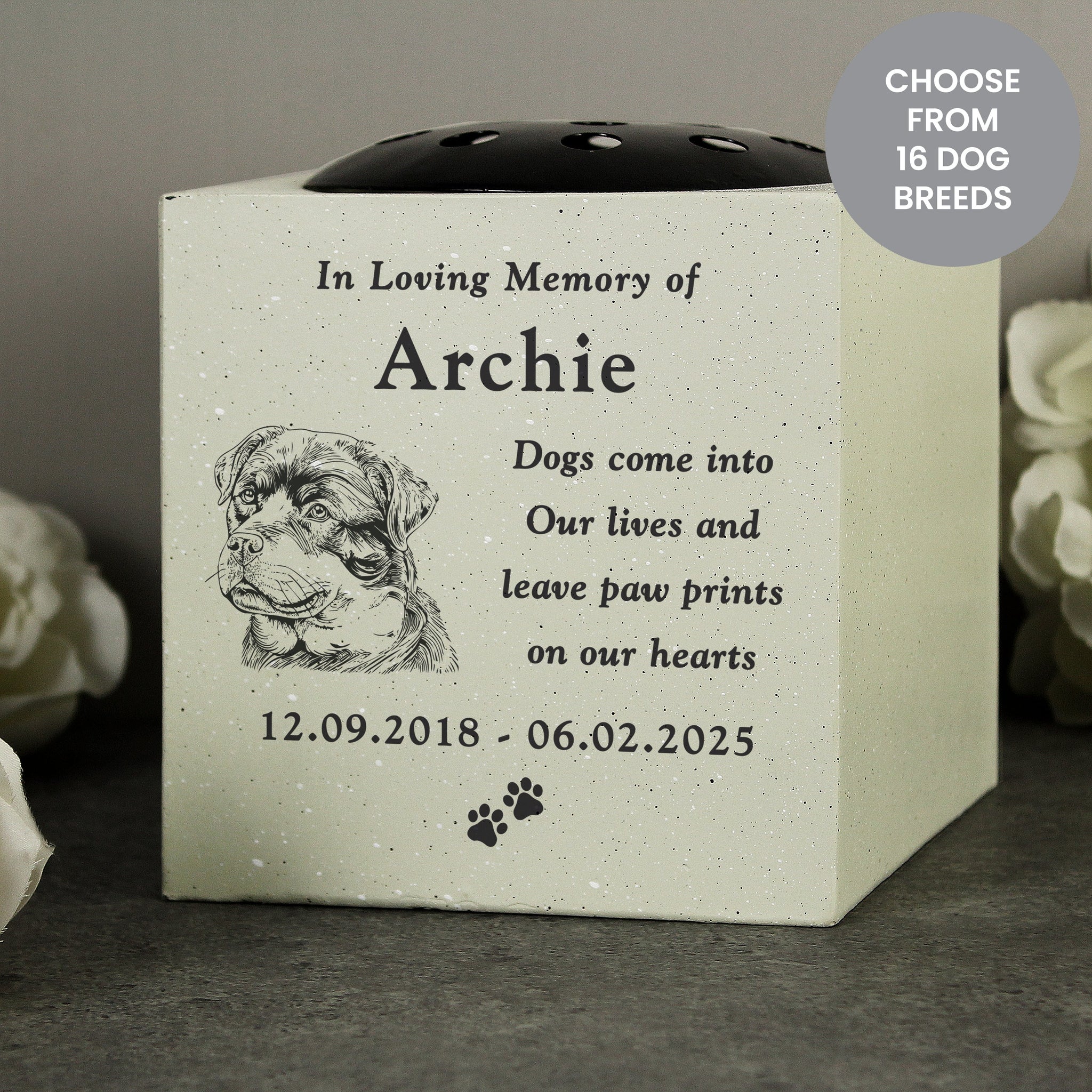 Personalised Dog Breed Memorial Garden Vase: 2 - Memorials By Gift Moments