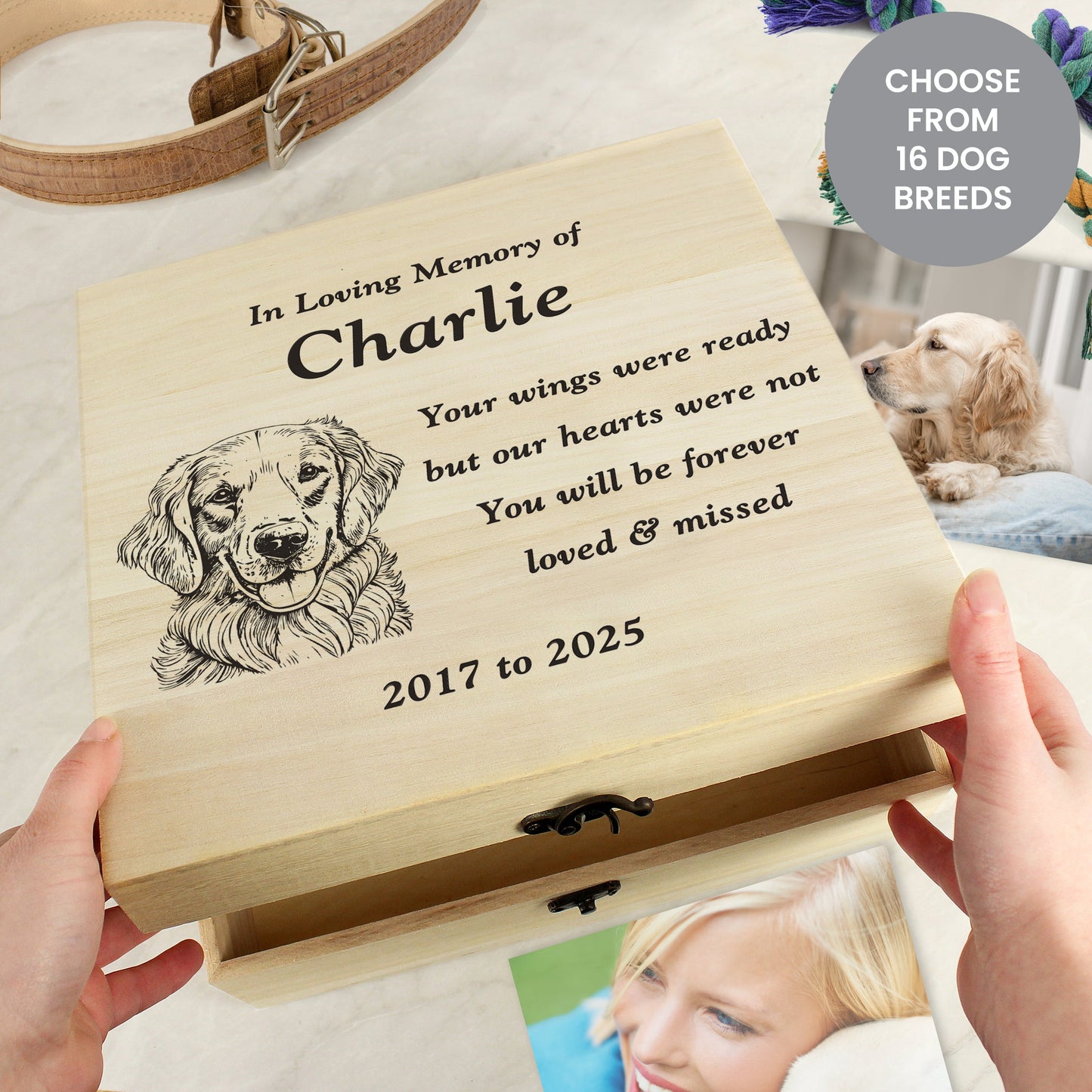 Personalised Dog Breed Memorial Large Keepsake Box: 2 - Keepsake Boxes By Gift Moments