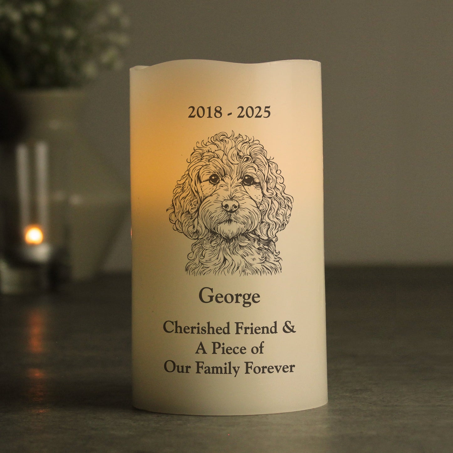 Personalised Dog Breed Memorial LED Candle: 6 - LED Lighting By Gift Moments