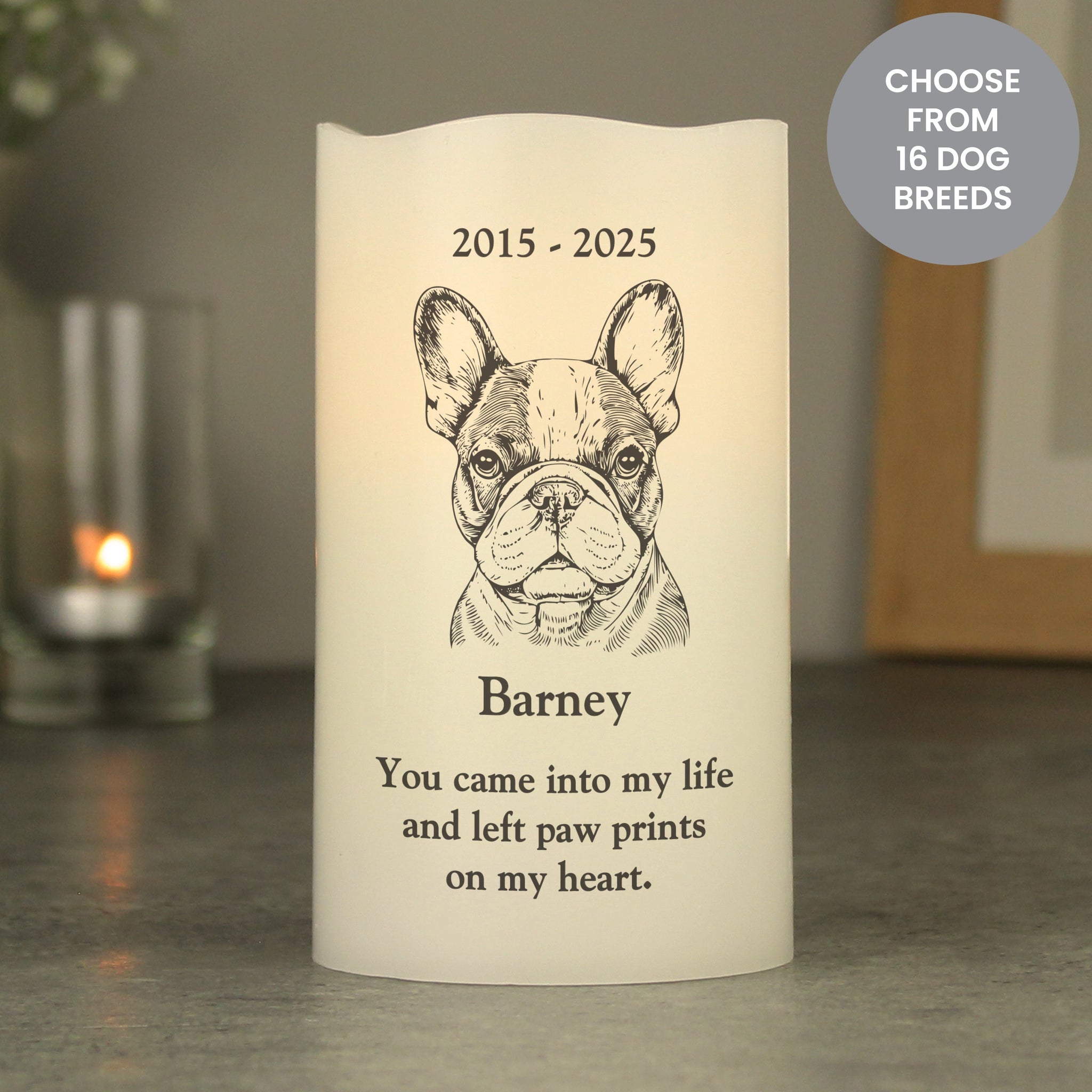 Personalised Dog Breed Memorial LED Candle: 2 - LED Lighting By Gift Moments