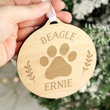 Personalised Dog Breed Round Wooden Bauble: 1 - Christmas Decorations By Gift Moments