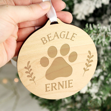 Personalised Dog Breed Round Wooden Bauble: 1 - Christmas Decorations By Gift Moments