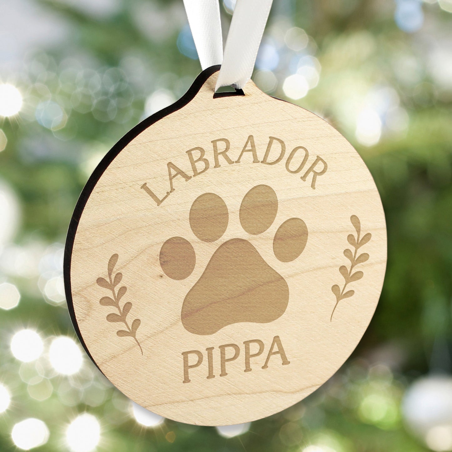 Personalised Dog Breed Round Wooden Bauble: 2 - Christmas Decorations By Gift Moments