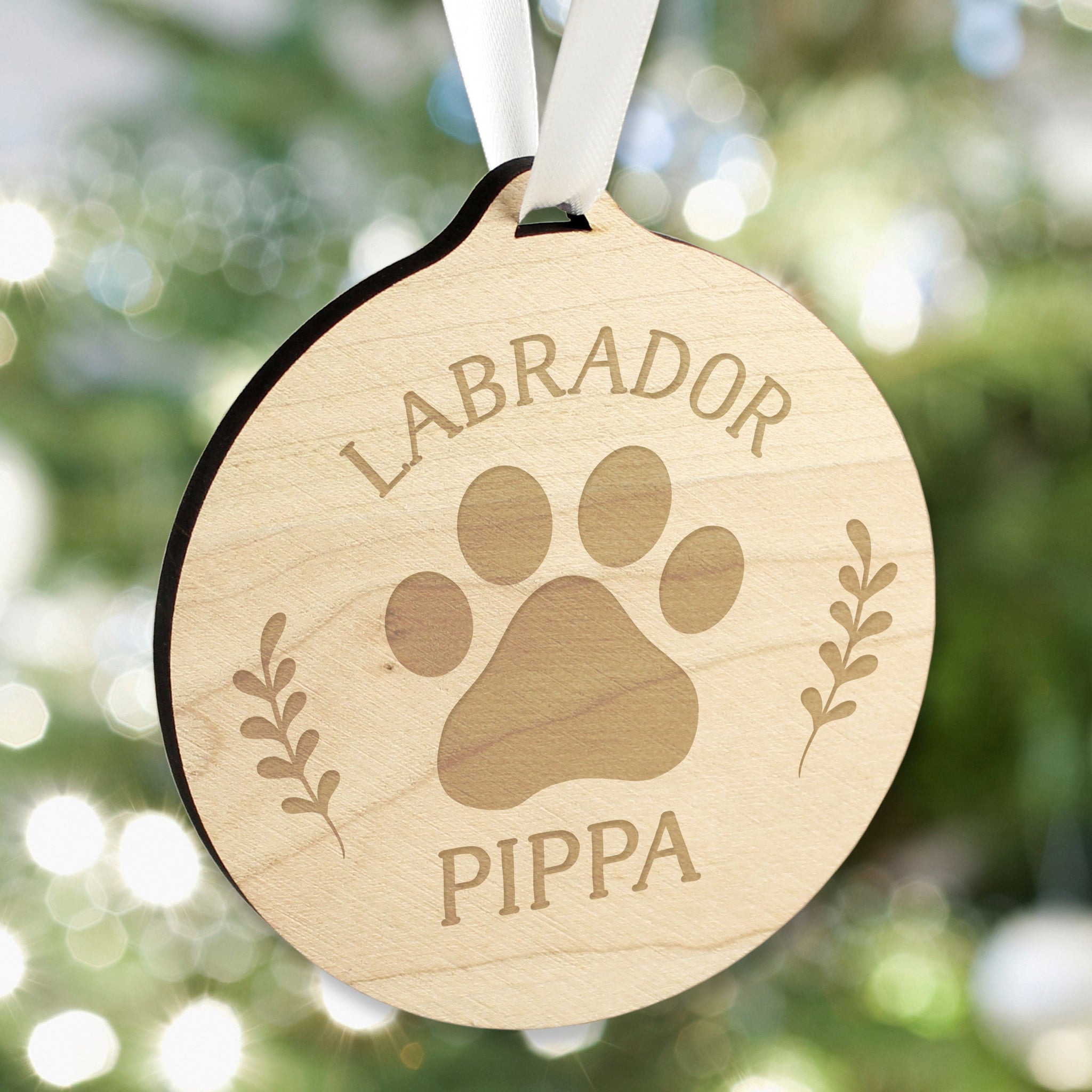 Personalised Dog Breed Round Wooden Bauble: 2 - Christmas Decorations By Gift Moments