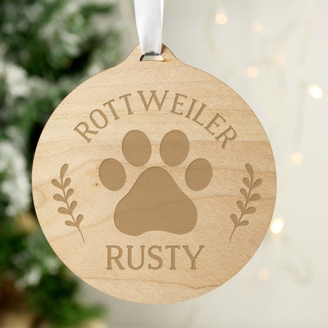 Personalised Dog Breed Round Wooden Bauble: 6 - Christmas Decorations By Gift Moments