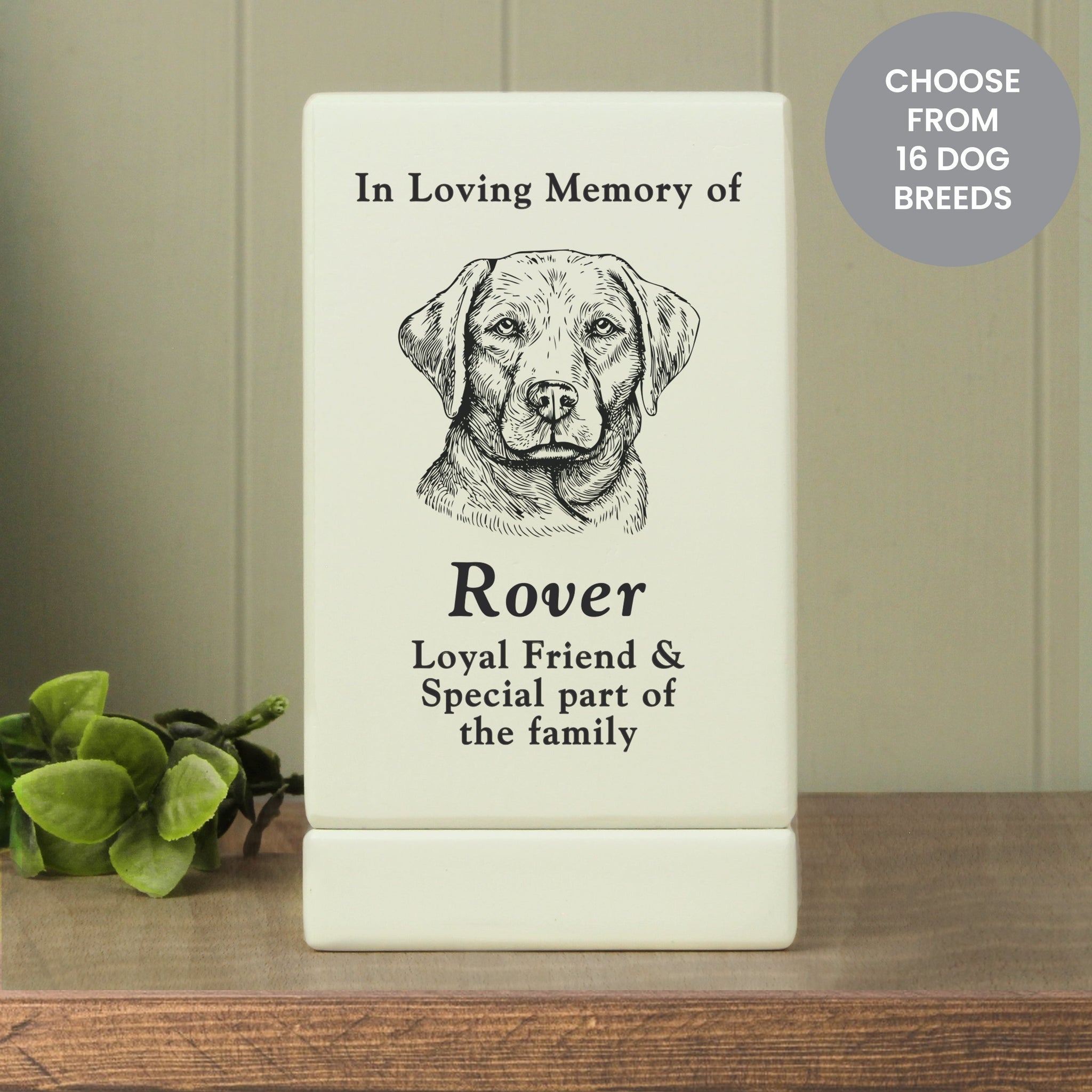 Personalised Dog Breed Small Memorial Urn: 2 - Memorials By Gift Moments