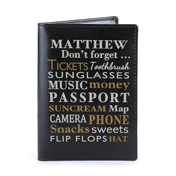 Personalised Don’t Forget... Black Passport Holder: 2 - Passport Holders By Gift Moments