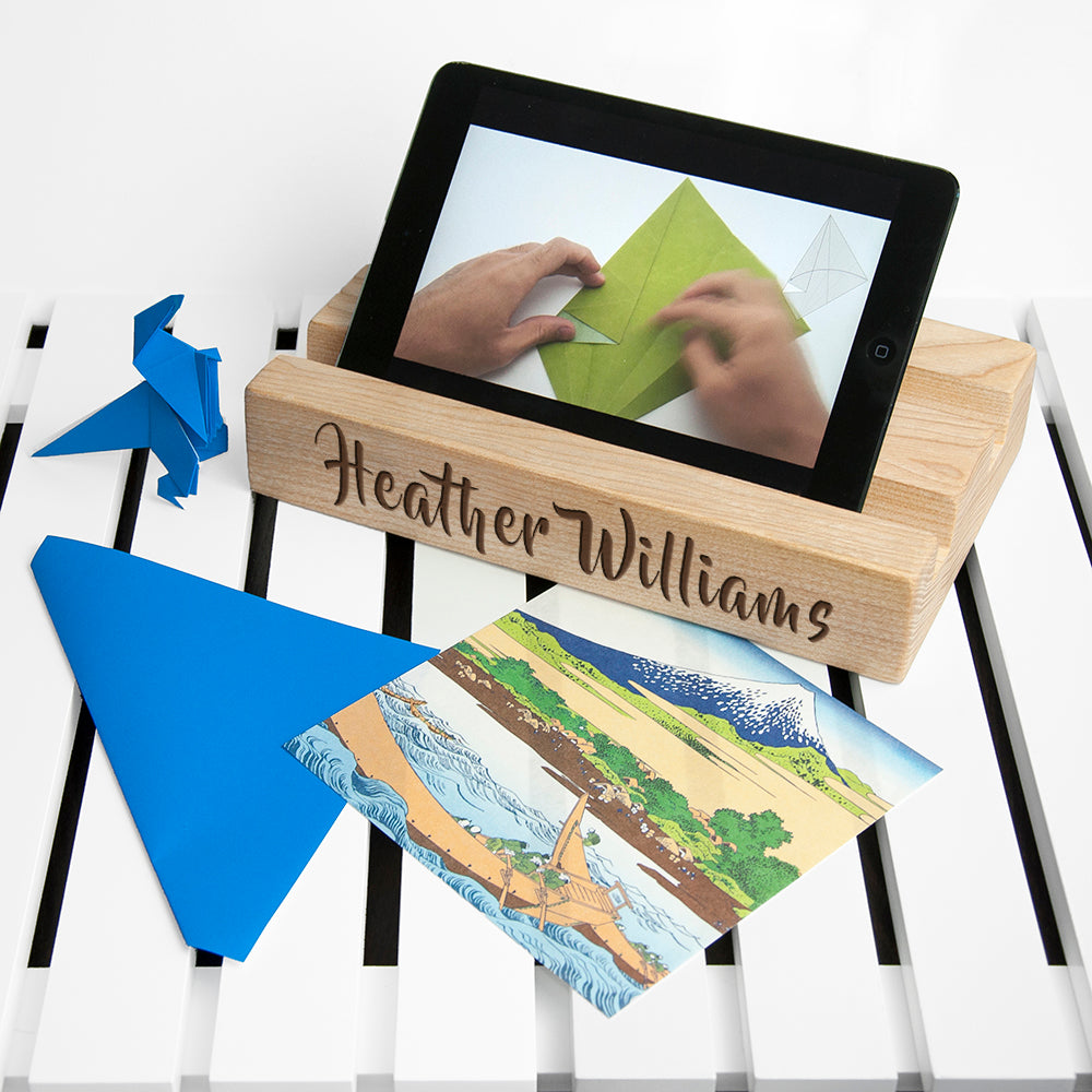 Personalised Double Office Desk Tablet Holder: 2 - Handwriting - Tech Accessories By Gift Moments