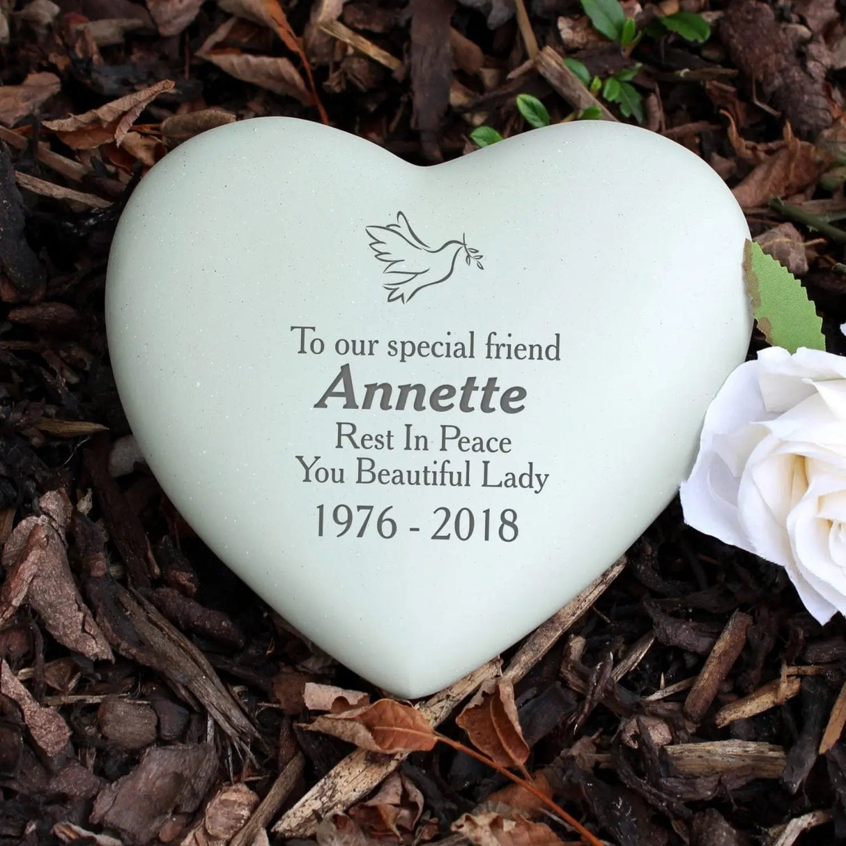 Personalised Dove Heart Memorial: 2 - Memorials By Gift Moments