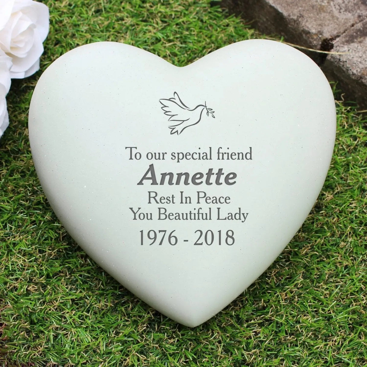 Personalised Dove Heart Memorial: 3 - Memorials By Gift Moments