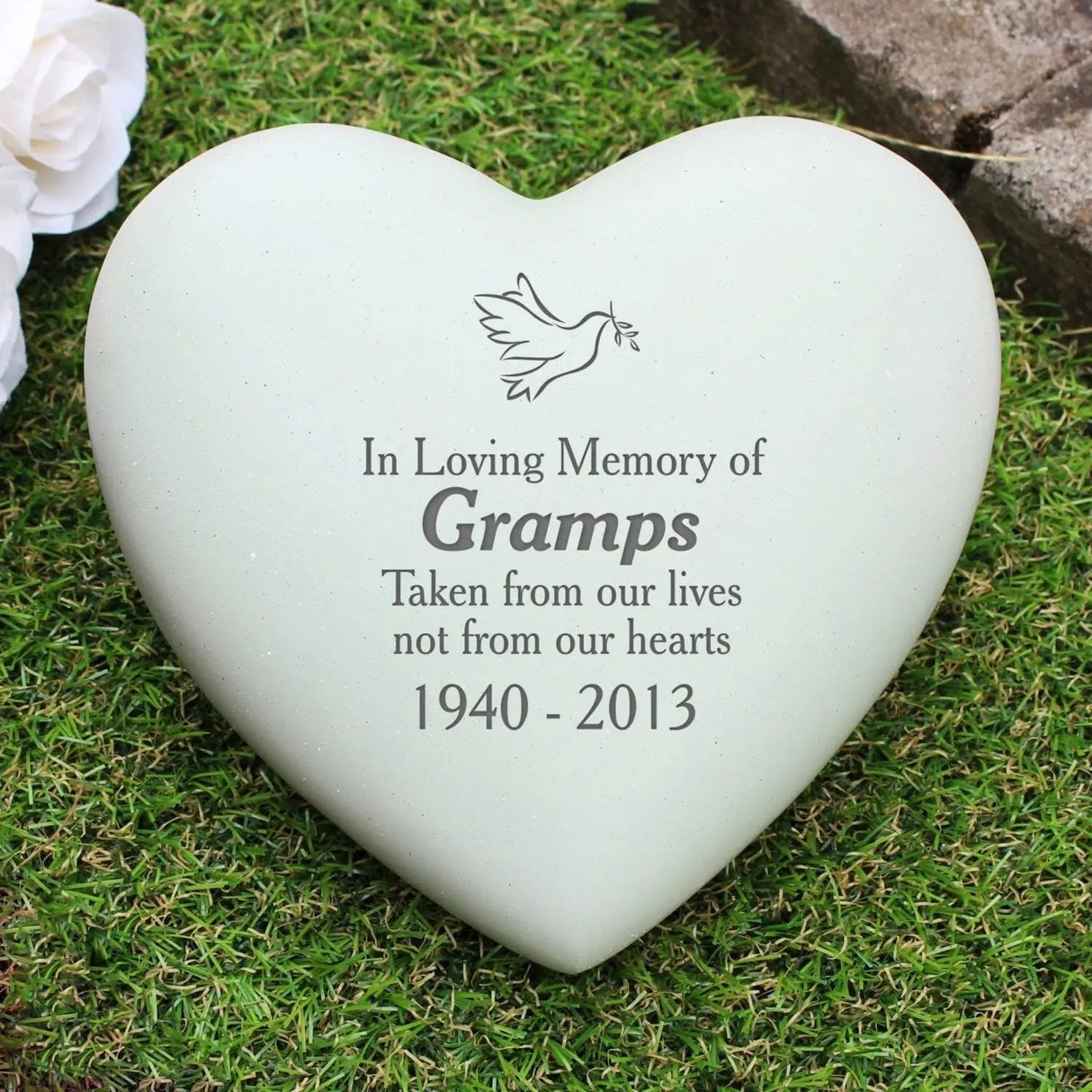 Personalised Dove Heart Memorial: 1 - Memorials By Gift Moments